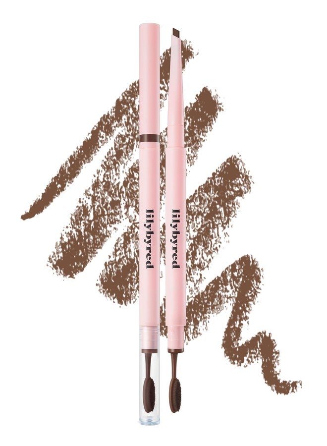 lilybyred Hard Flat Brow Pencil | Korean Flat-Tip Eyebrow Pencil, Wood-Like Auto Formula, Toothbrush-Style Blending Brush, Smudge-Proof, Sweat-Resistant, Natural Finish, 0.005 oz. (04 Dark Brown) - Image 1